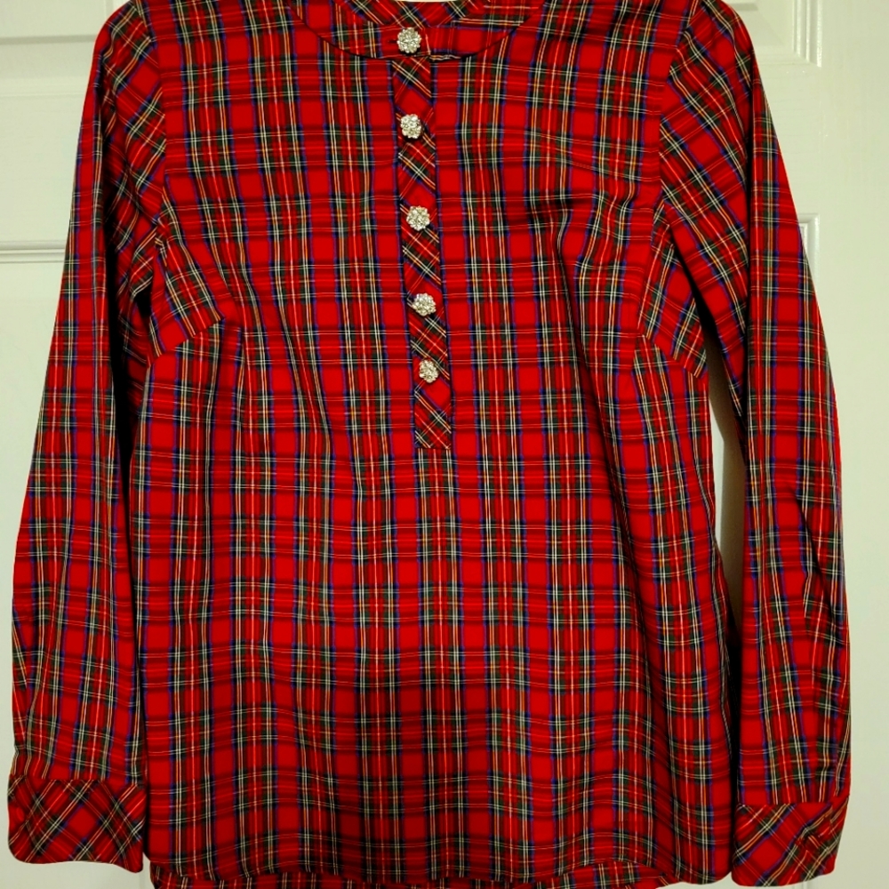 Talbots Tartan Plaid Holiday Blouse